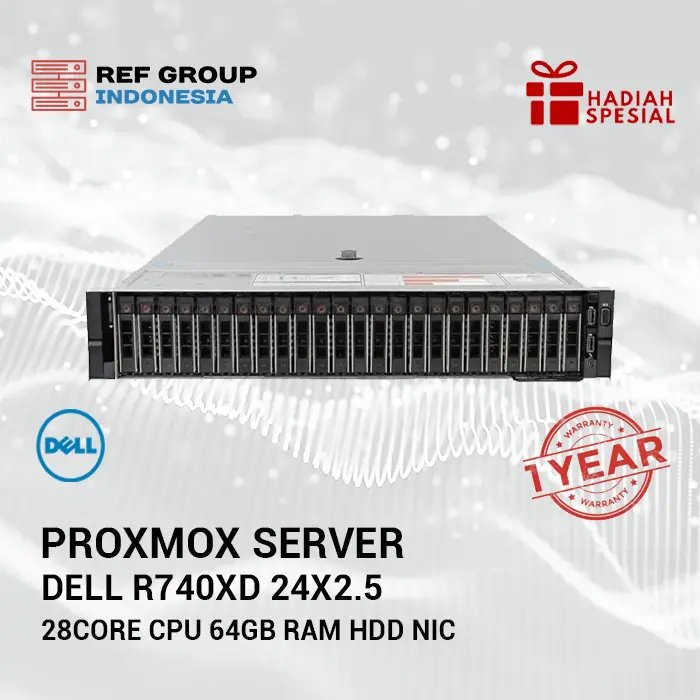 Proxmox Server Dell R740xd 24x2.5" 28Core CPU 64GB RAM HDD NIC - Bergaransi