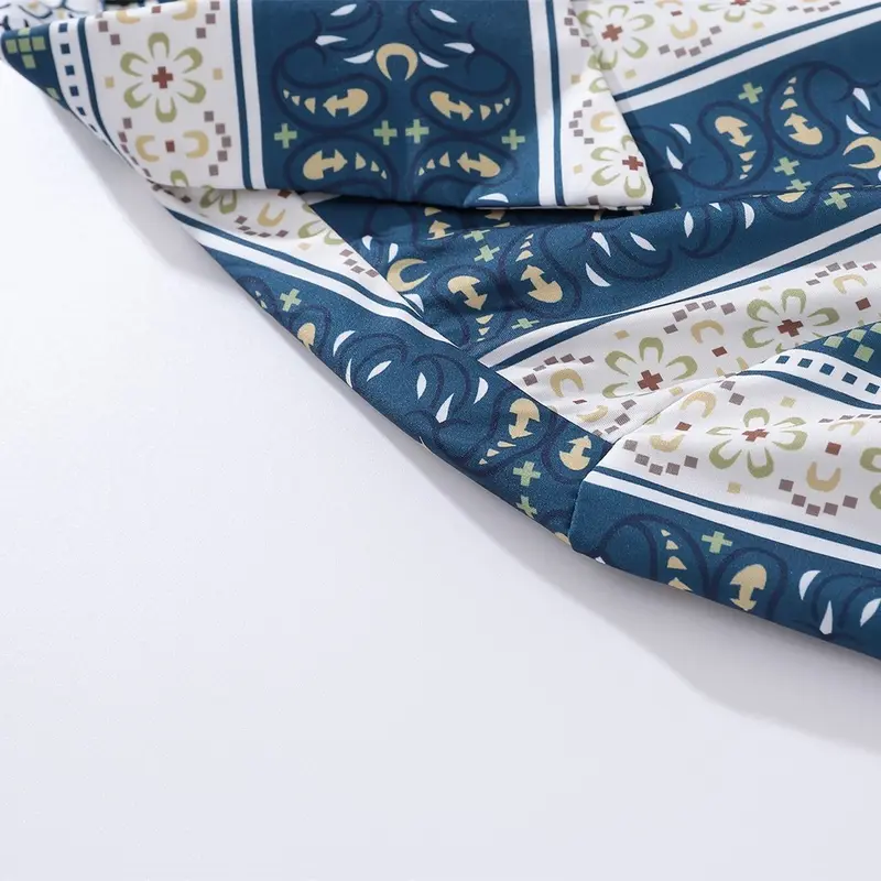 Stretch Fabric Does Not Fade Striped Flowers Batik Modern Pocket Loose Short Sleeve Men's Shirt Kain Pantai 5