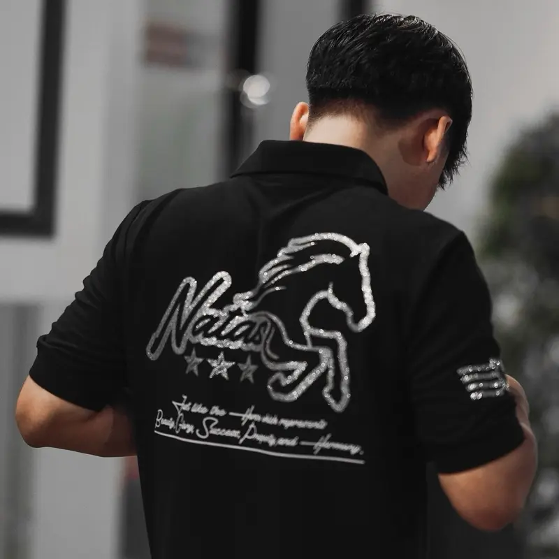 PoloShirt NATAS.CO HORSE WHICH REPRESENTS Zipper YKK Unisex Cotton Pique High Quality