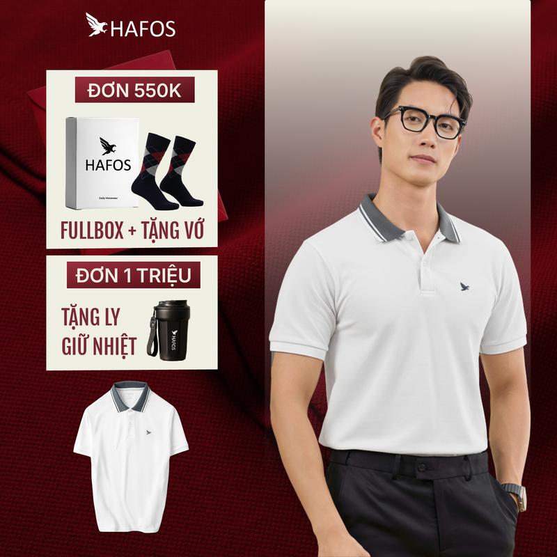    SALE 50%   Áo Polo FONDER HAFOS  áo có cổ vải Pique co dãn thoáng mát thanh lịch Form Regular Menswear. 