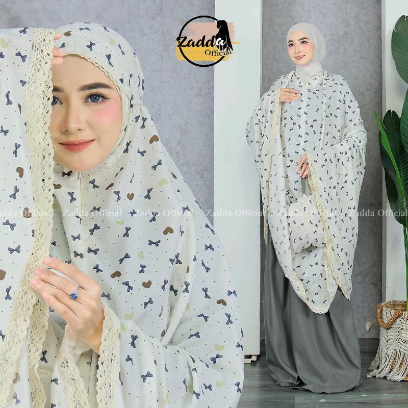 Mukena Dewasa Rayon Premium Motif Pita Size Jumbo Adem Lembut Nyaman - Muslim Katun 2