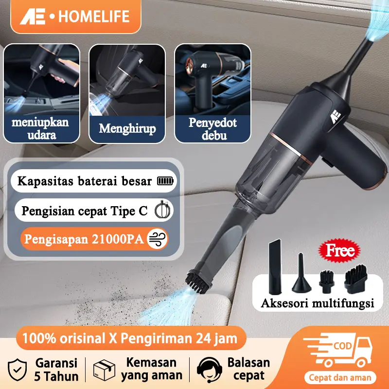 AE 4 IN 1 Vacuum Cleaner Mobil Penyedot Debu Portable Vacum Mobil  Multifungsi Cordless/Kasur/Rumah vacuum  cleaner  3  1 lampu  hias  ruang  tamu  plus  kipas lampu  kipas  angin  plafon fan