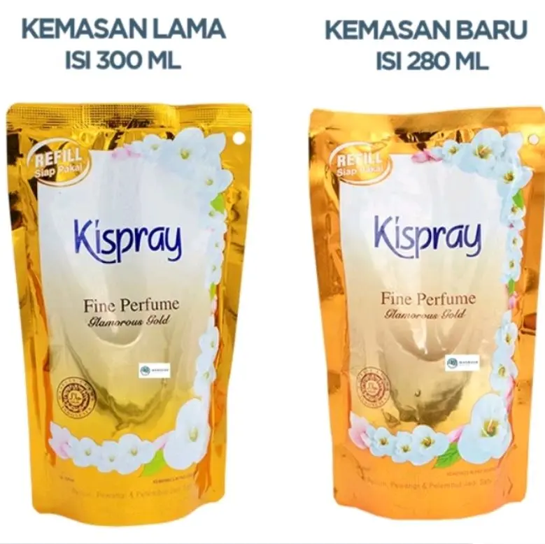 Kispray Fine Perfume Glamorous Gold Refill 300 ML & 280 ML Kemasan Lama dan Baru