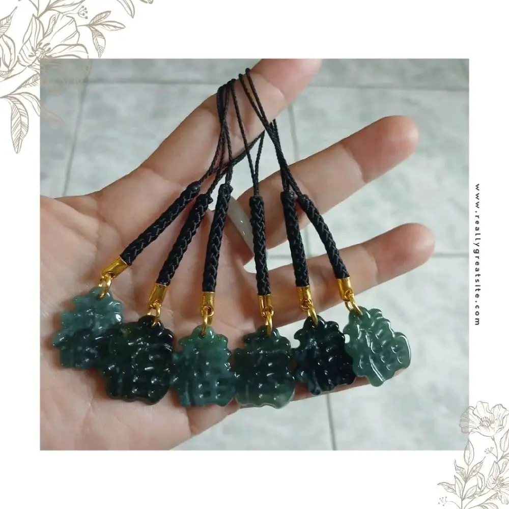 Gantungan Handphone Giok Asli Blue Water Jade Fu