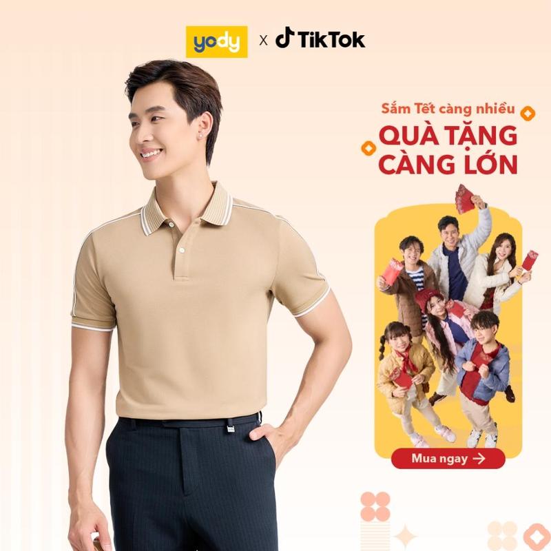  YODY Áo polo nam bo kẻ cổ trẻ trung năng động khử mùi hôi co giãn thoải mái APM7219 MCPO25A222 