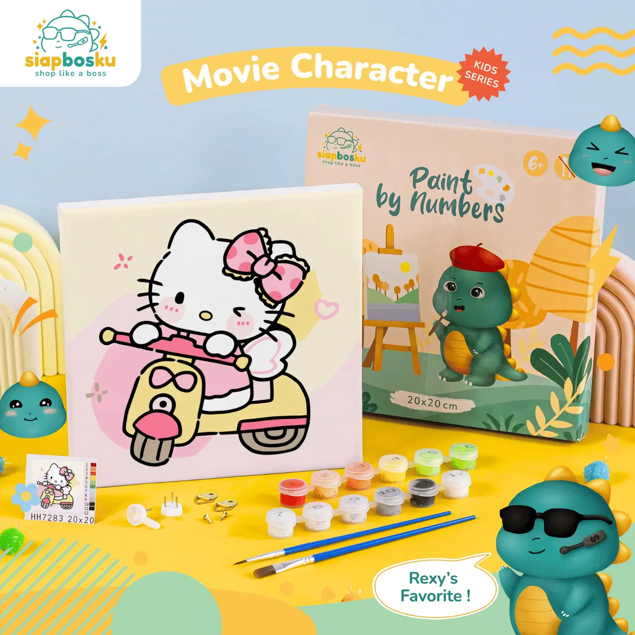 SIAP BOSKU PAINT BY NUMBER KANVAS LUKIS 20X20 CM | MOVIE CHARACTER | DIY LUKISAN ESTETIK ANTI GADGET