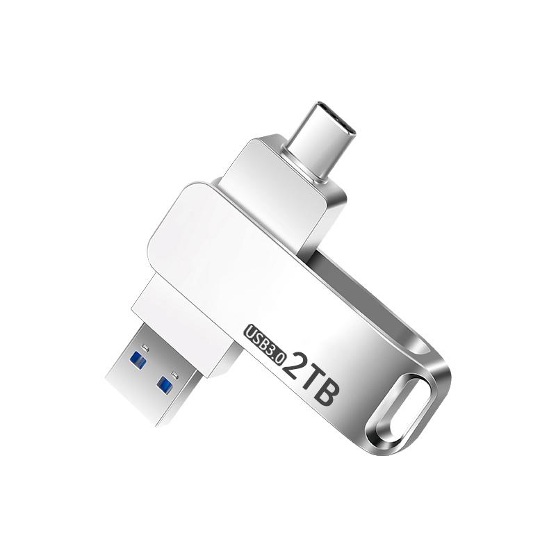 Ổ đĩa Lung Linh USB, Vật liệu kim loại, Dung lượng lớn tốc độ cao (2000GB, 512GB), Sử dụng kép OTG cho Type-C và Micro, Thích hợp cho việc học tập và sử dụng văn phòng, Ổ đĩa U 1TB 8