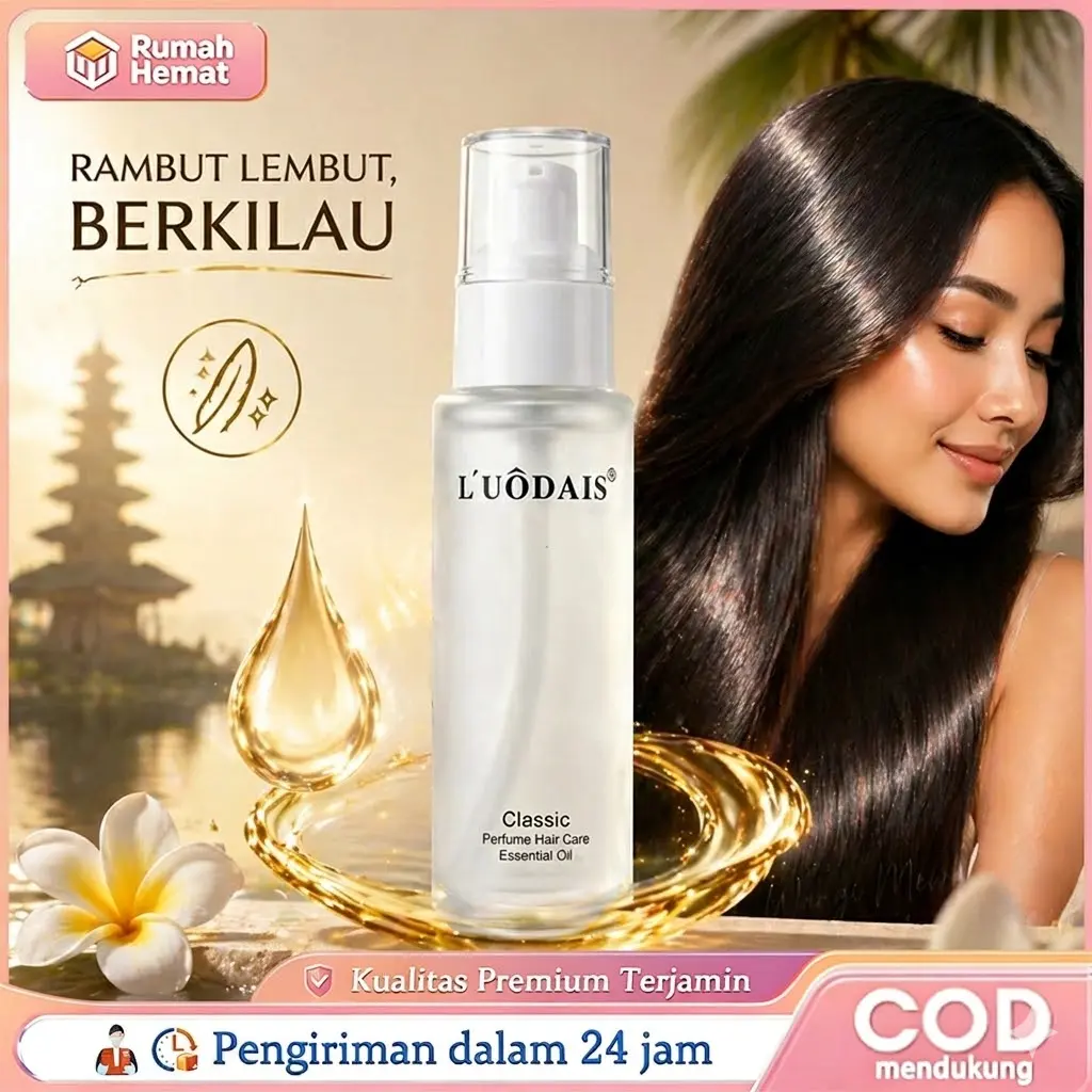 Luodais Hair Serum Vitamin Rambut 60ml Minyak Argan Wangi Salon Tahan Lama untuk Rambut Kering Rusak Anti Rontok COD