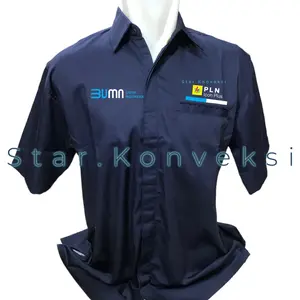 Seragam Kemeja PDH Baju ICON PLUS PLN ICON PLUS BUMN PLN ICON PLUS Lengan Pendek Lengan Panjang Warna Navy Biru Dongker Putih Pria Laki-Laki Wanita Perempuan Bordir Komputer Bagus Terbaru Lengan Pendek Lengan Panjang
