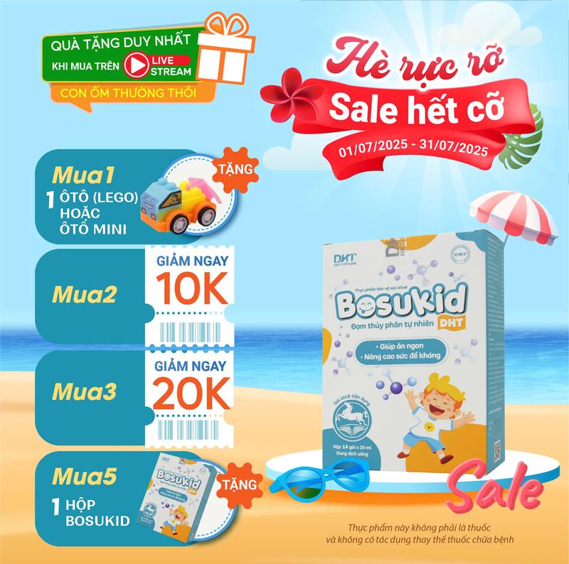 Đạm thuỷ phân Bosukid DHT - Thực phẩm bổ sung dinh dưỡng - Hộp 14 gói [QUÀ TẶNG CHỈ ÁP DỤNG TRÊN LIVESTREAM] Baby & Supplements  vitamin tổng hợp   siro  ăn ngon Cho Bé tăng đề kháng