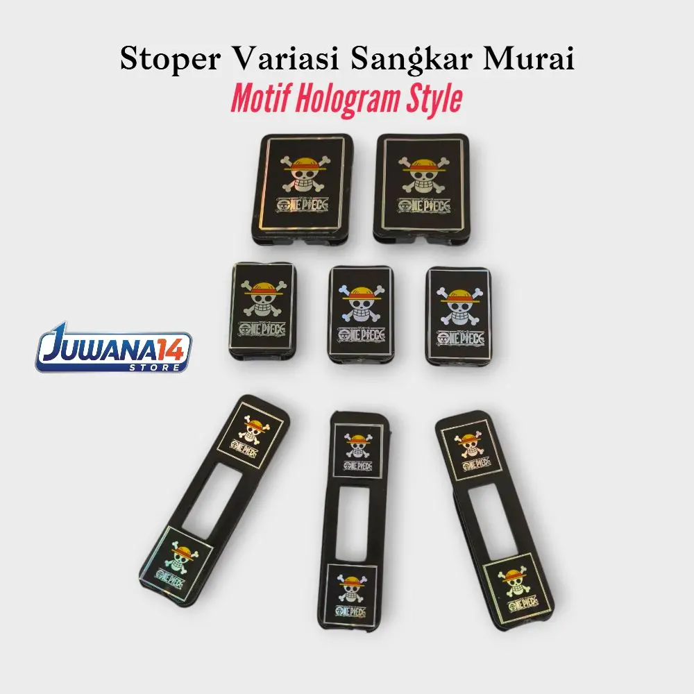 Stoper Variasi Aksesoris Sangkar Kandang Burung Murai Motif One Piece Hologram Plastik Hitam Tebal