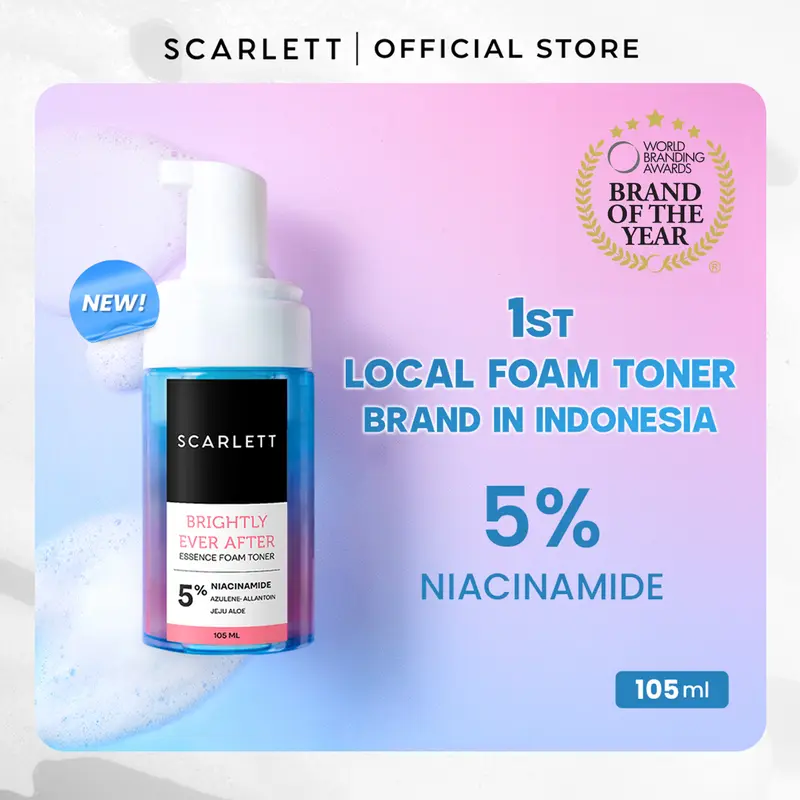 Scarlett Whitening Brightly Ever After Essence Foam Toner - Toner Wajah Kulit Sensitif untuk Mencerahkan Melembapkan dan Menghidrasi Wajah 0