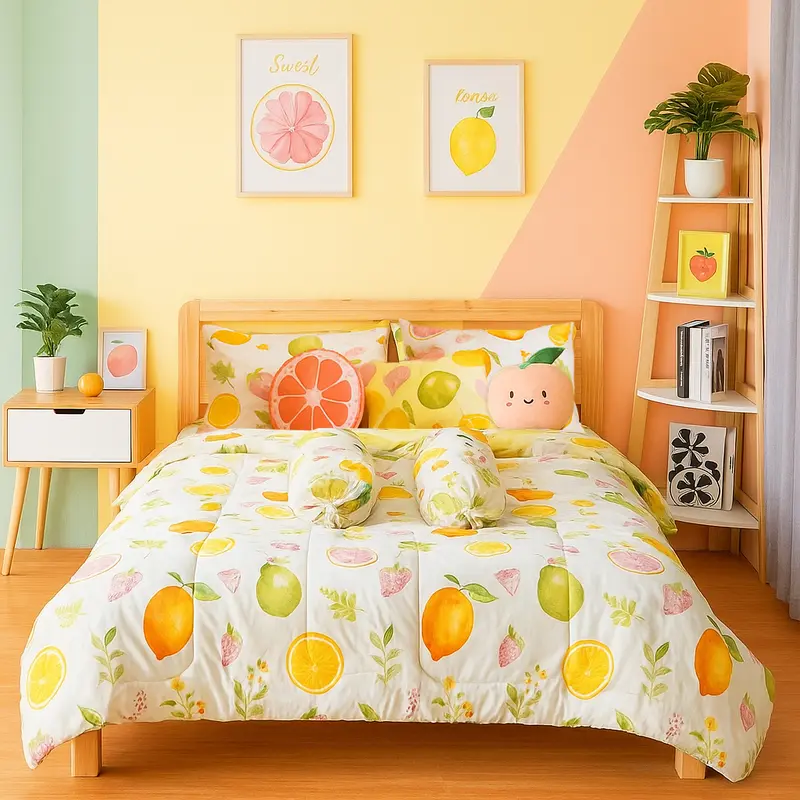 Tinggi 30 CM Sprei Double Karet Fullset Motif Bunga Geometris Queen 160x200, King 180x200, Extra King 200x200 Sarung Bantal Guling 1