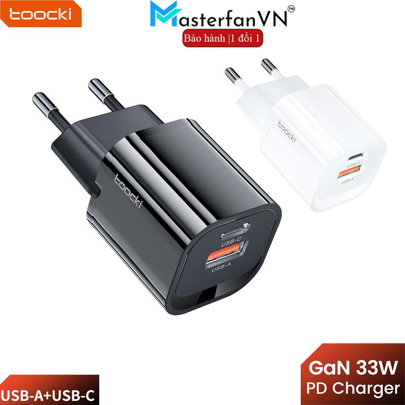  Củ sạc Toocki 33W 4.0 hỗ trợ sạc nhanh PD3.0   USB3.0 2 cổng sạc typeC + USB-A thích hợp cho điện thoại tai nghe sò lạnh phụ kiện 