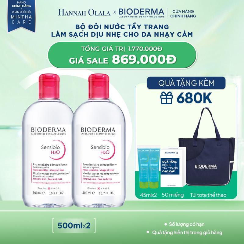 Bioderma x Hannah - Combo Tẩy trang Sensibio 500ml