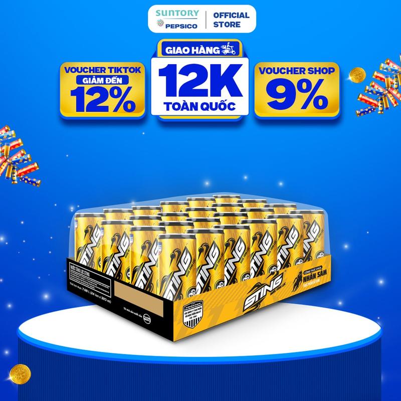 Thùng 24 Lon Nước Tăng Lực Sting Vàng 320ml lon