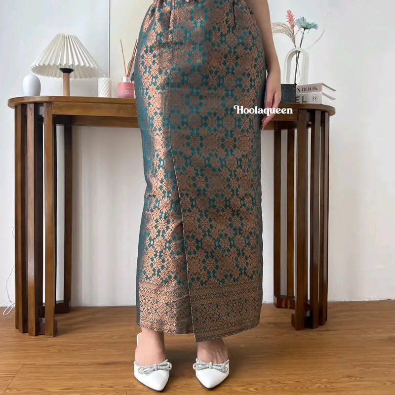 [Rok Songket Span Wanita]Bawahan Kebaya Wisuda|Songket Span Acara Pesta|Rok Span Motif Tenun[Songket Span Kondangan 3