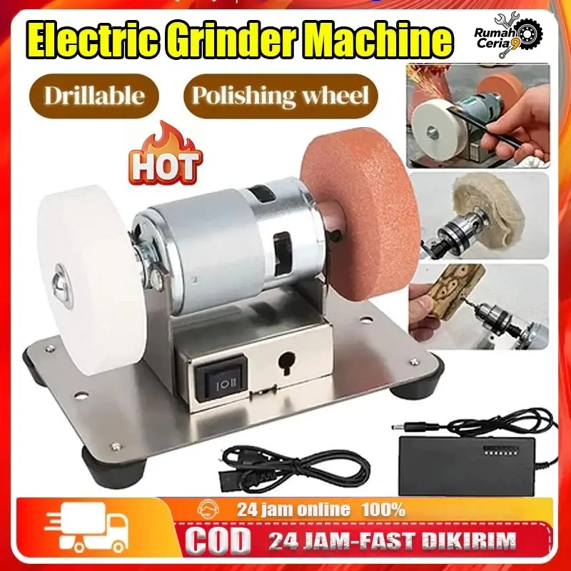 [READY] 100W Mini Mesin Gerinda Duduk Stand Holder Meja Penggerindaan Kasar dan Halus dengan Mata Gurinda Poles Batu Asah