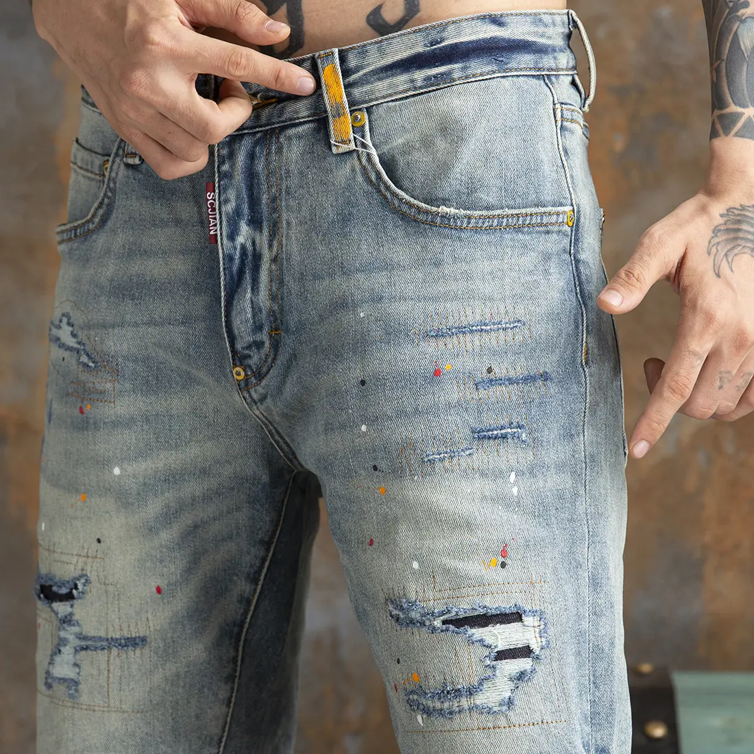 Men's Jean Shorts, Code 1016, Blue, Comfortable Stretchy Denim, Slim-fitting Menswear Có Túi