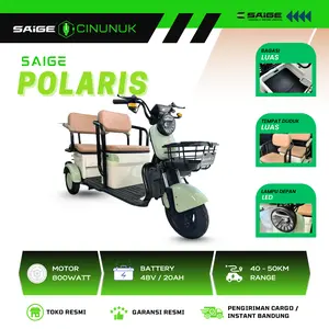 Saige Sepeda Listrik Roda 3 Polaris 800W 60KM dengan Motor 800Watt Baterai 48V 20AH Lampu LED Garansi Resmi Toko Resmi