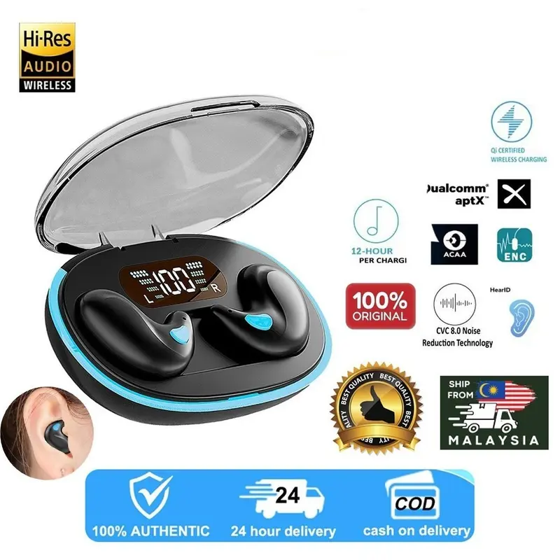 X55 TWS Wireless Earphone Bone Conduction Clip on Bluetooth Headset ENC  Smart Noise Putih