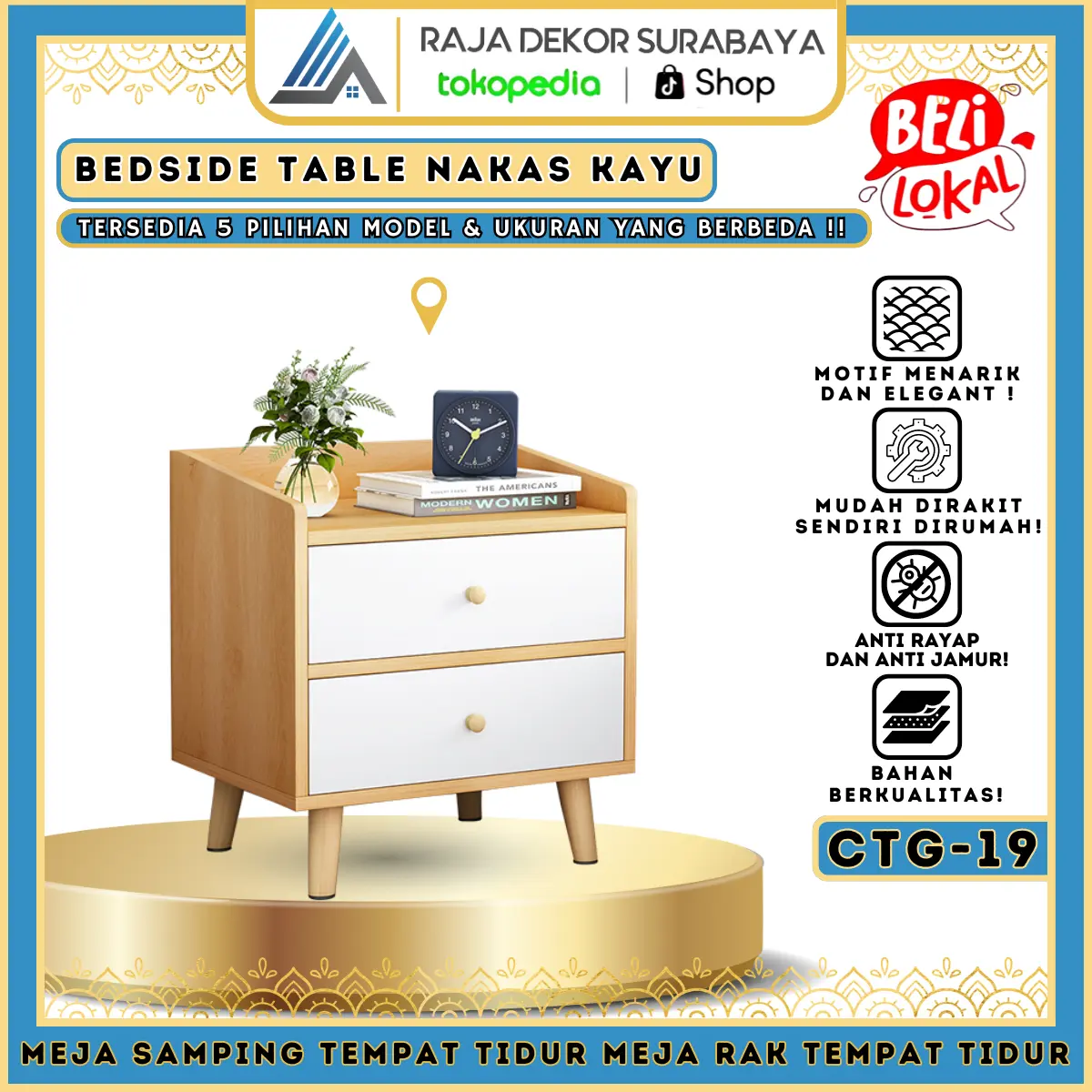 RajaDekor - Meja Rak Laci Serbaguna Meja Nakas Kayu Rak Sisi Ranjang Tempat Tidur Bisa Cod Seluruh Indonesia Furniture Tv