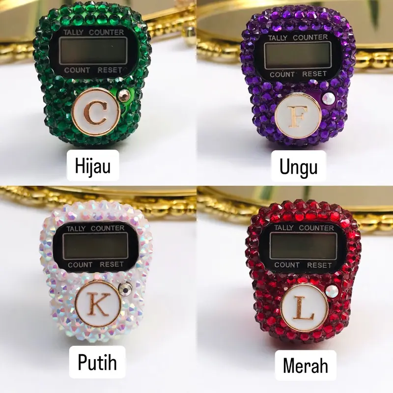 Tasbih non led manik tombol huruf (cincin crystal) 1