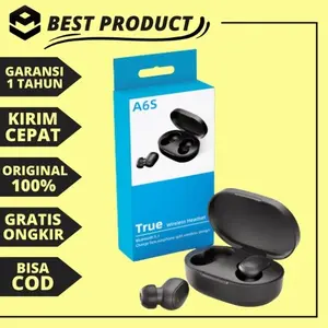 HEADSET TWS BASS A6S BLUETOOTH TRUE WIRELESS EARBUDS SOUND QUALITY TAHAN DEBU DAN AIR