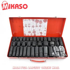 35Pcs MIKASO Extra Thick Impact Socket 50BV Hard Metal for Automotive Motocycle Lorry