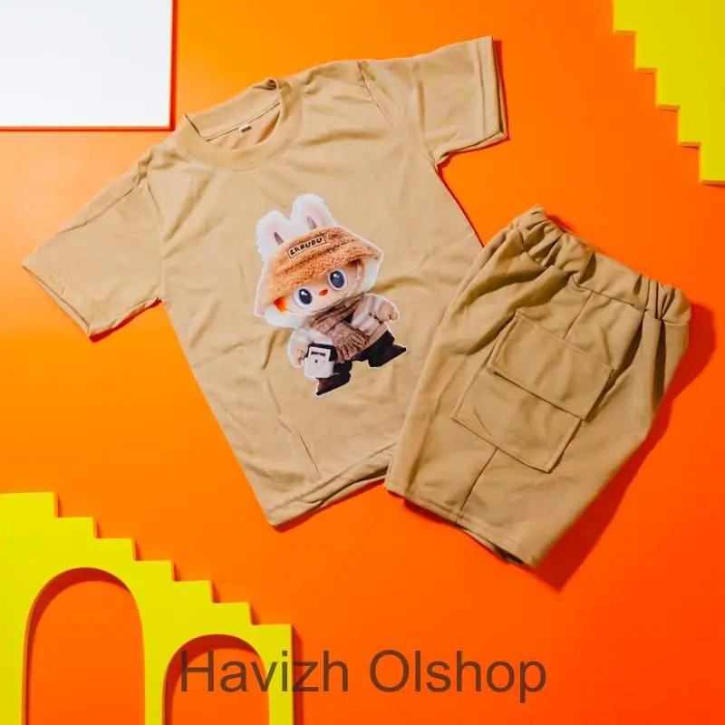 Setelan Kaos Anak Model "CARGO PENDEK" // 3-10 Tahun // Baju Anak Perempuan 5