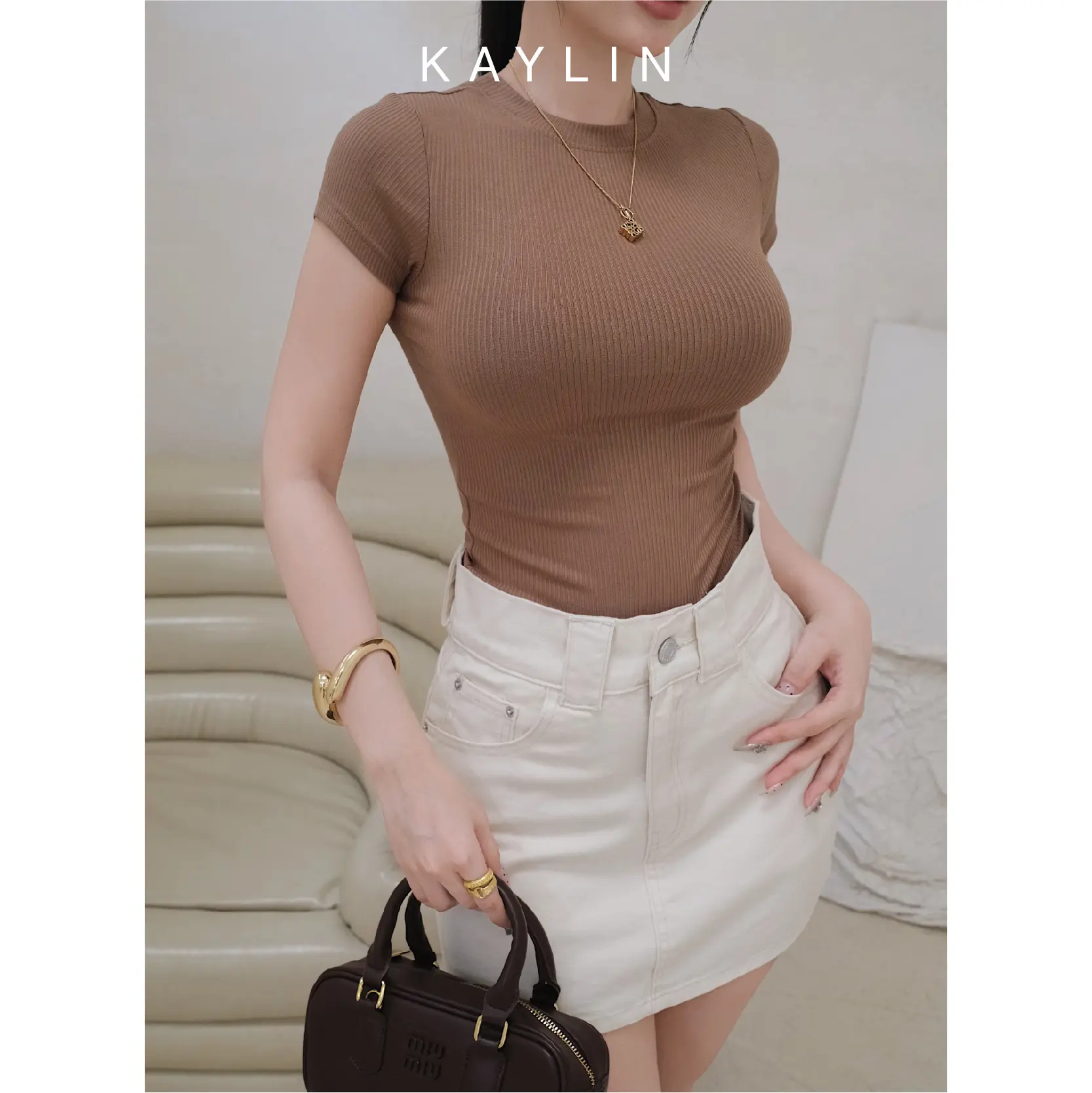 Áo thun nữ KAYLIN form Baby Tee chất vải thun gân co giãn phong cách - N2469 Women Top | BigBuy360 - bigbuy360.vn
