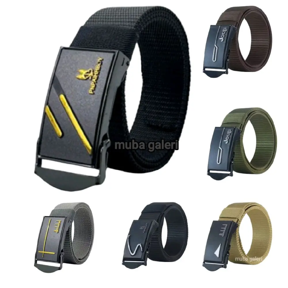 IKAT PINGGANG PRIA SABUK NYLON KANVAS KEPALA JEPIT GESPER BUCKLE KEPALA BESI MENT BELT KUALITAS IMPORT