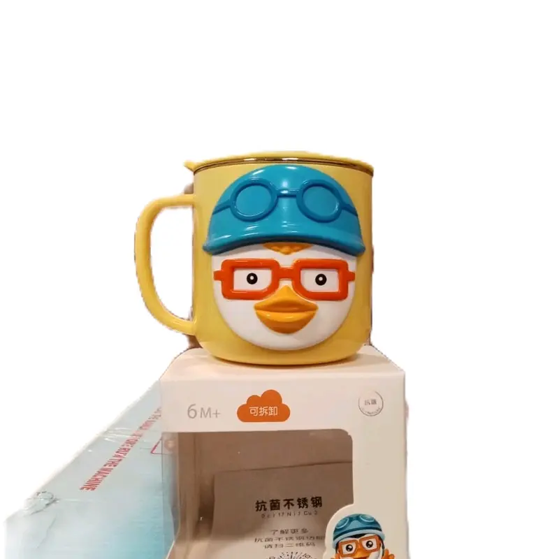 Gelas karakter 3D MUG STAINLIES PORORO Plastik Stainless Steel 1
