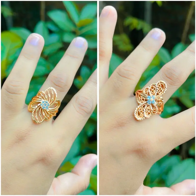 Cincin motif bunga mewah kekinian 0
