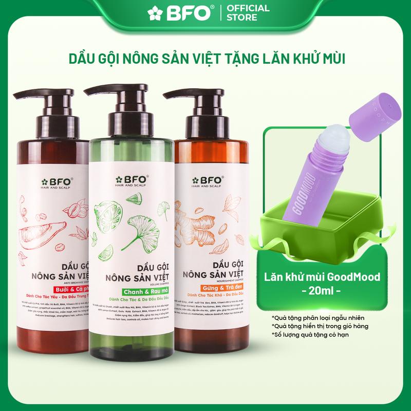 Dầu Gội Chiết Xuất Nông Sản Việt Gừng, Bưởi, Chanh 500ml | Làm Sạch, Nuôi Dưỡng Da Đầu, Tự Hào Hàng Việt 500ml