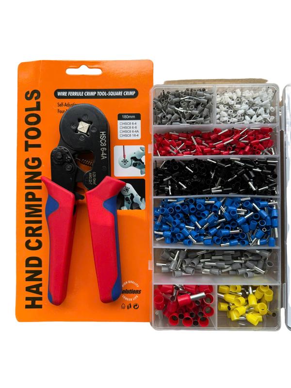 Kìm bấm cos vuông HSC8 6-4A tự điều chỉnh kèm 1200 đầu cos đủ loại cos ống tròn cos pin