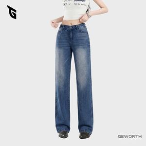 GEWORTH Wide Leg Jeans Loose Plus Size Fashion High Waist Wanita Denim Bootcut Jeans