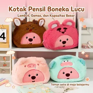 Kotak Pensil Boneka Lucu Loopy, Tempat Pensil Bulu Halus Kapasitas Besar, Tas Rias Imut Anak Perempuan, Perlengkapan Sekolah & Hadiah Ulang Tahun