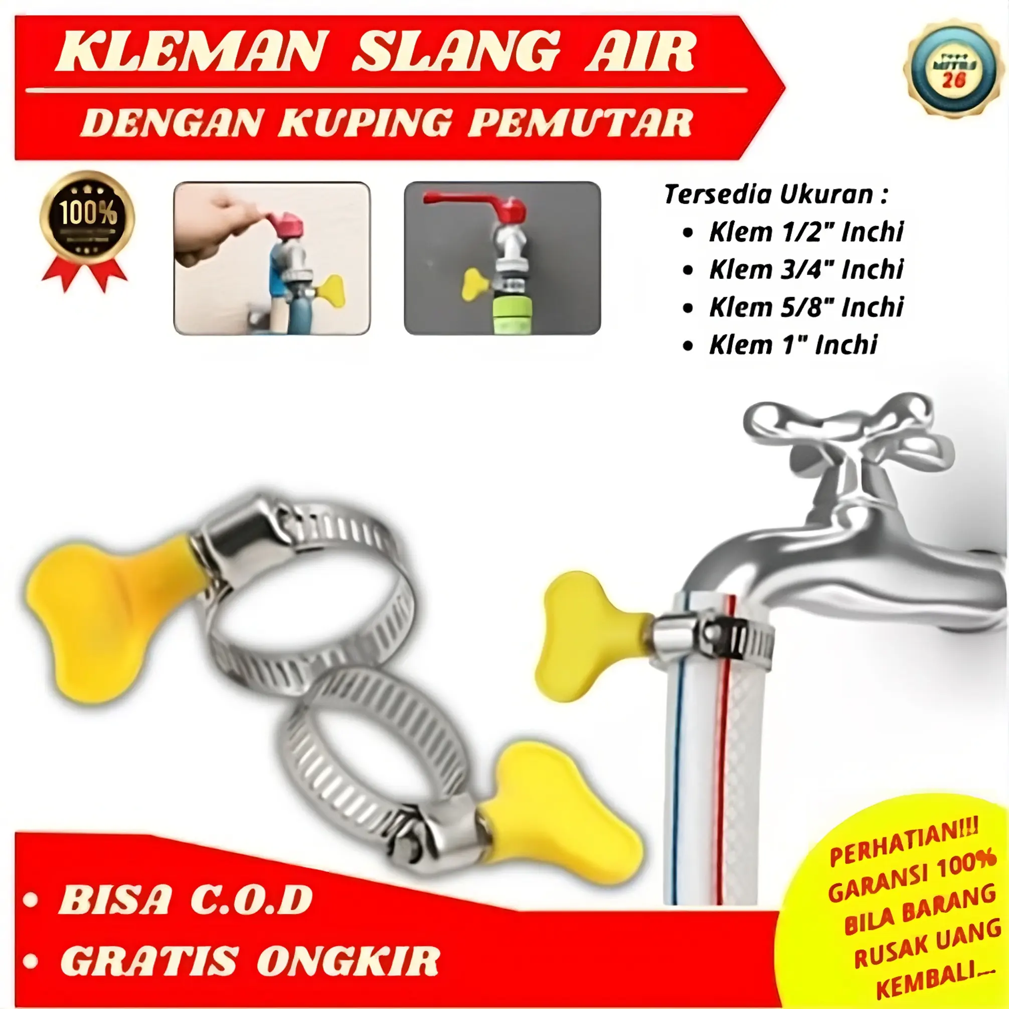 [Klem Kuping Selang 1inch] Untuk selang air / selang gas || Sambungan selang kuat anti copot