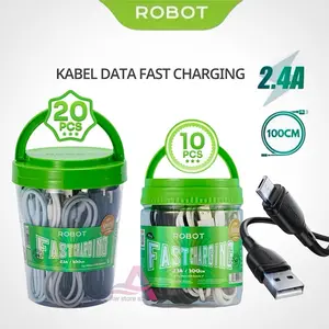 (Satu Toples) Robot Kabel data Micro Usb/ Type C Fast Charging 100cm Premium Quality Cable RBM RBC