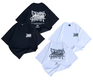 TSHIRT OVERSIZE GRAPHIC LUXURIOUS HITAM  & PUTIH ' ATTITUDE ' [TSO_4679]