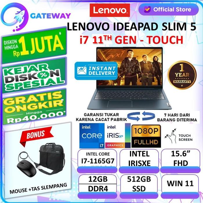 Gambar LENOVO IDEAPAD SLIM 5 15 TOUCH i7 1165G7 12GB 512SSD W11 15.6FHD dari Gateway Indonesia Comp Kota Administrasi Jakarta Utara 4 Tokopedia
