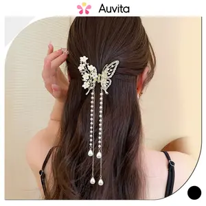 Auvita Jepit Rambut Kupu Kupu Cantuk Jedai Metal Model Rumbai Aksesoris Hair Claw