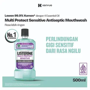 LISTERINE Multi Protect Sensitive 500 ml - Cairan Obat Kumur Mulut Antiseptik - Membersihkan Gusi