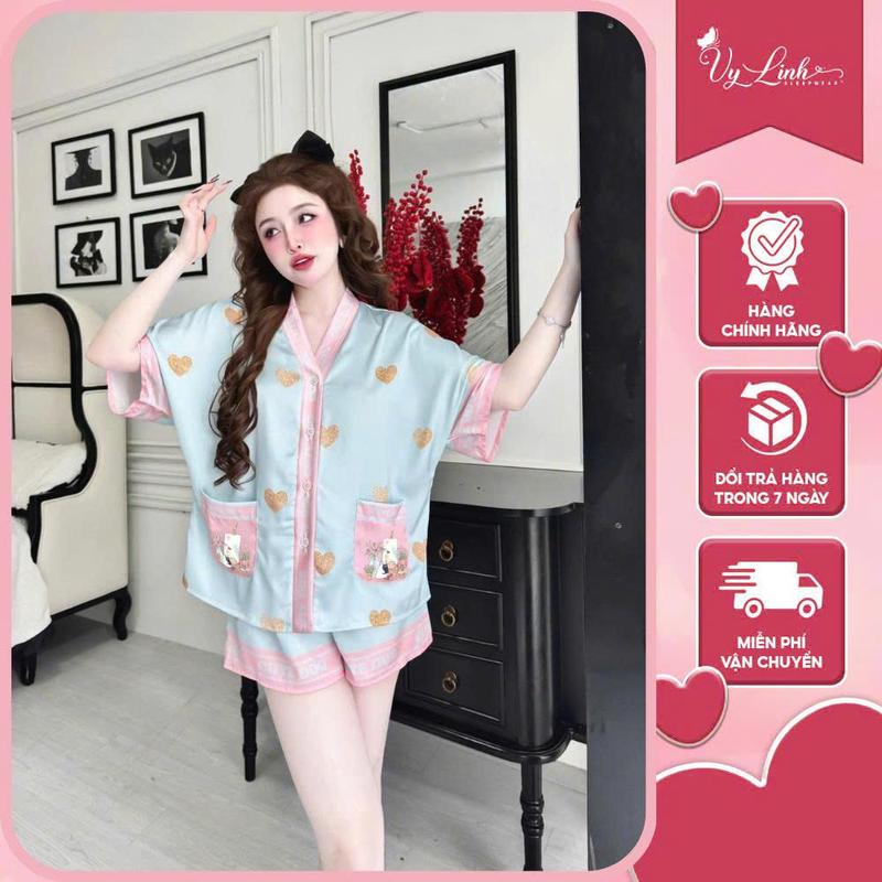 Vy Linh SLEEPWEAR Bộ Đồ Ngủ Đùi Cánh Dơi Dành Cho Nữ Hoạ Tiết Dễ Thương Chất…