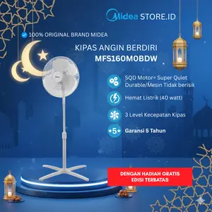 【Promo Ramadan】MIDEA Kipas Angin Stand Fan 16 Inci 3 Pengaturan Kecepatan - MFS160M0BD - Putih
