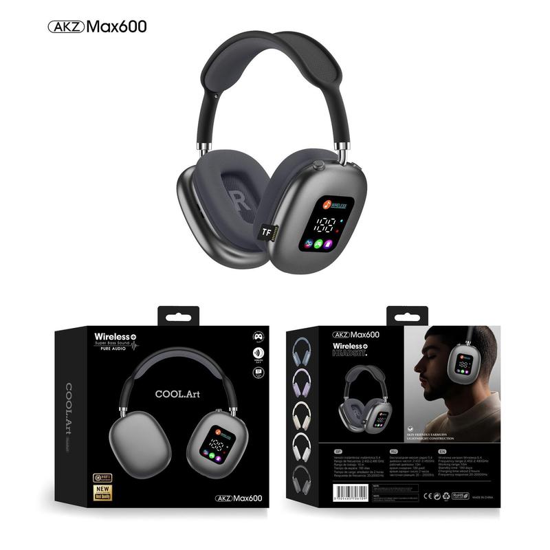 Tai nghe Bluetooth không dây đeo đầu AKZ MAX600 mẫu mới, màn hình hiển thị kỹ…