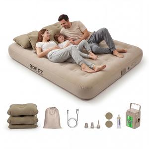 Colchón Inflable Matrimonial 2m con Bomba Eléctrica de Enchufe – Cama Inflable de Aire Portátil para Camping, Viajes y Casa, Incluye 3 Almohadas, Parches de Reparación, Pegamento, Bolsa de Transporte y Batería Recargable, Cómoda y Fácil de Usar, r | colchón inflable matrimonial camping México