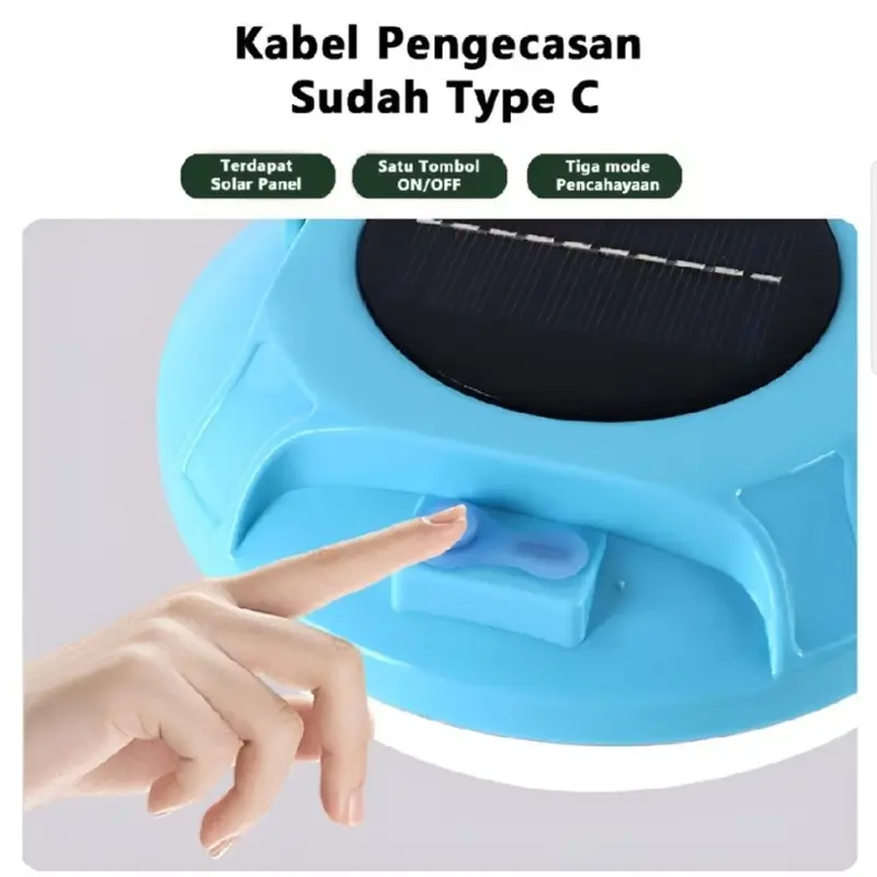 Lampu Emergency Gantung Camping UFO Solar Panel Camping Lampu Taman Lampu Belajar  Lampu Multifungsi Super Terang 2
