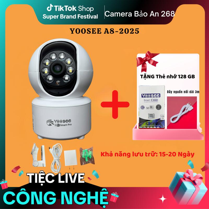 Bảo An X Thanh Trần Camera Yoosee + Thẻ nhớ 128G A08 xoay 360 Độ,Xem Đêm Có Màu Đàm Thoại 2 Chiều TN 1 mắt